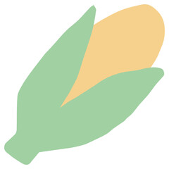 8月の園だよりに使いやすい シンプル手描き素材シリーズ｜とうもろこし / Corn Illustration for Summer