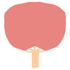 8月の園だよりに使いやすい シンプル手描き素材シリーズ｜うちわ（赤） / Red Uchiwa Fan Illustration