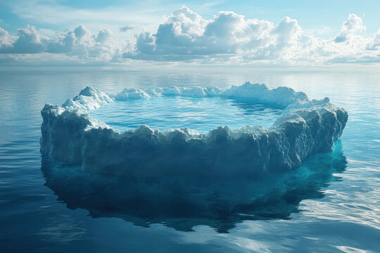 Iceberg floating in ocean.