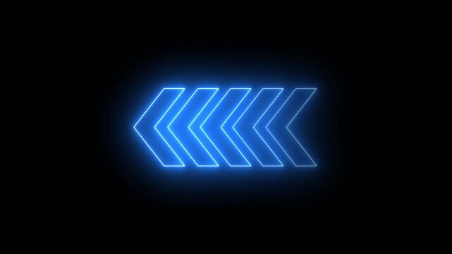 Abstract neon flashing light back arrow loading animation. Left arrow for road direction.
Abstract beautiful color neon left side animation. neon arrow moving left on black background.