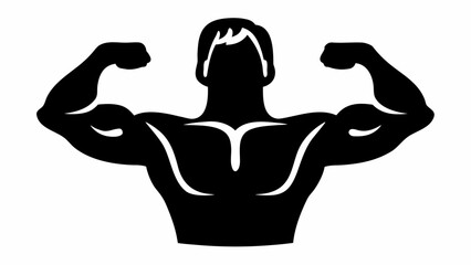 Strong muscular man flexing biceps in powerful pose