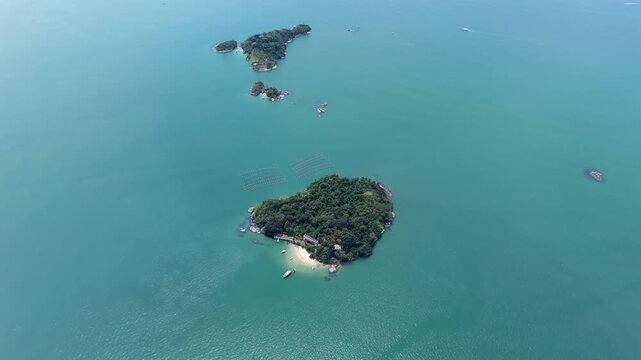 Ilha do Malvao, Ilha da Sapeca And Ilha Comprida - Natural Aquarium of Paraty In Rio de Janeiro, Brazil. - aerial shot
