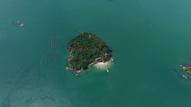 Secluded Islands Of Ilha do Malvao And Ilha dos Micos Near Paraty In Rio de Janeiro, Brazil. - aerial shot