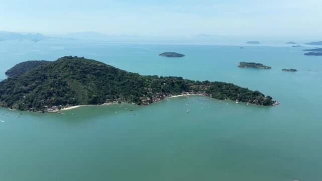 Aerial View Of Ilha Do Joao Araujo, An Island Near Paraty, Brazil.