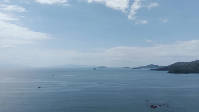 Birds Flying Over The Ocean In Paraty, Brazil - Drone Shot