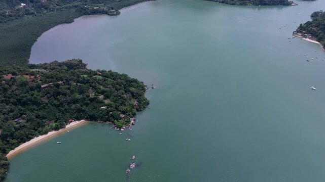 Cove Beach Of Praia do Rosa (Ponta do Rosa) In Paraty, State of Rio de Janeiro, Brazil. Aerial Shot