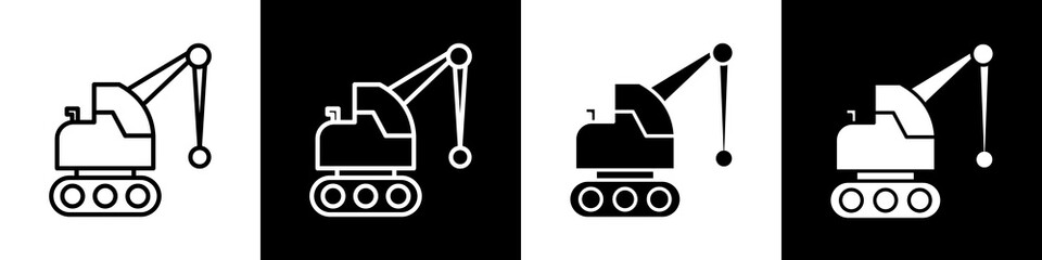 Mining equipment black and white icon design concept © okta