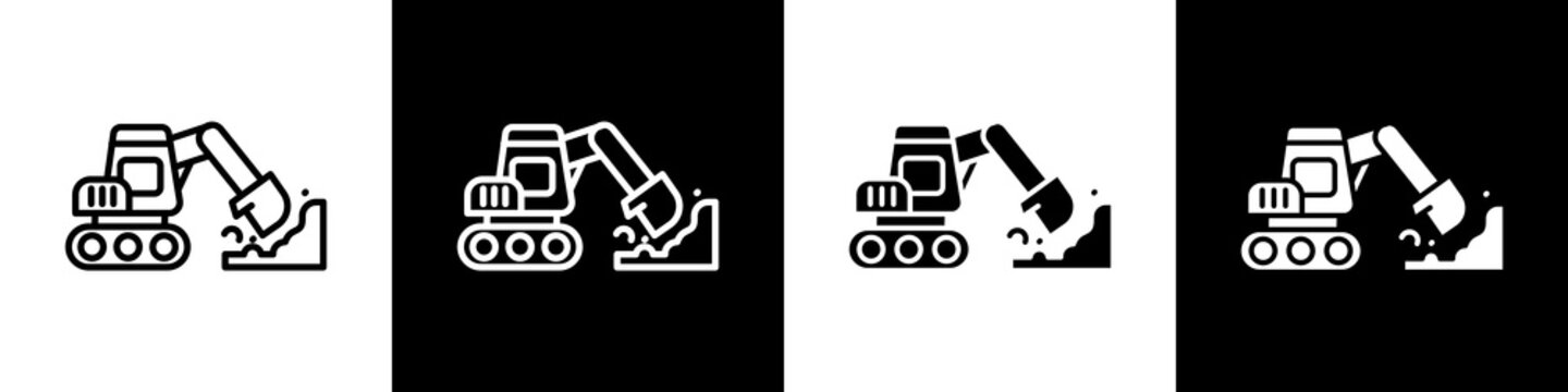 Surface Mining  black and white icon design concept