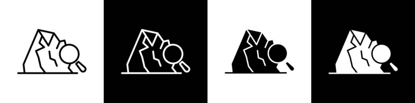  Mining exploration black and white icon design concept