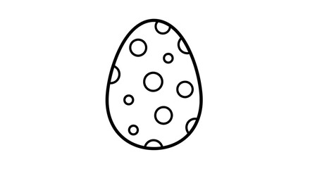 Cartoon style Easter egg with polka dot pattern design black line art isolated illustration for seasonal holiday graphic elements and decorative designs