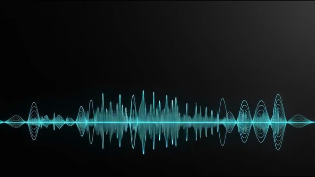 Vibrant sound wave pattern on dark background for music or tech projects