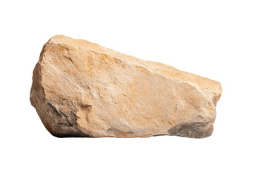 Natural rock with a textured surface on a white isolated background.