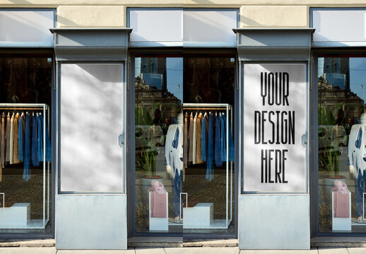 Mockup Of Customized Vertical Sign On Storefront