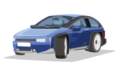 Fototapeta premium Separate layer of luxury cross over hatchback car blue color. Show inside car. On isolated white background.