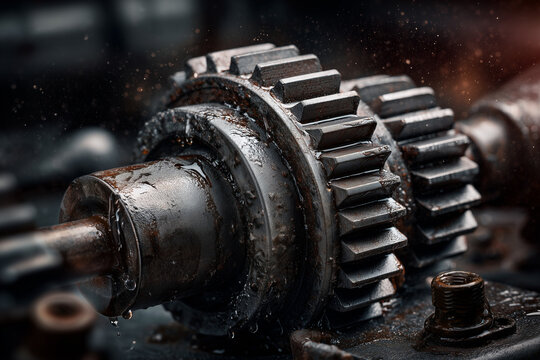 Close-up image of a truck differential gear damaged by wear.