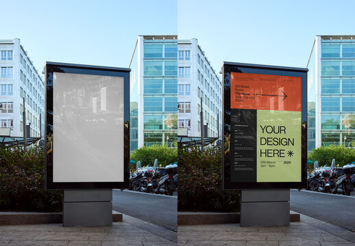 Mockup Of Customizable Vertical Sign In Urban Setting