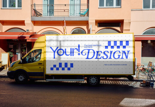 Mockup Of Customizable Horizontal Advertisement On Truck