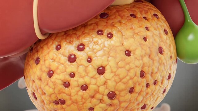 liver anatomy with gallbladder and biliary system - medical illustration