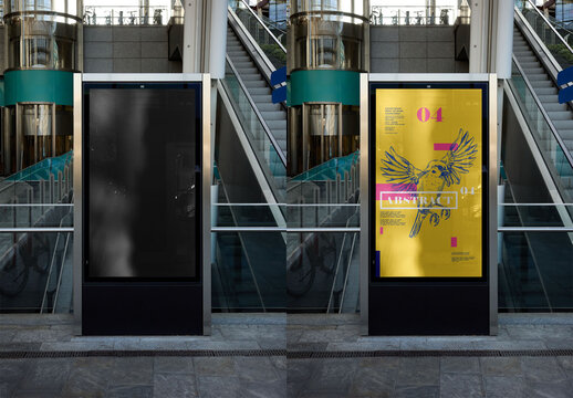 Mockup Of Customizable Vertical Sign Indoors