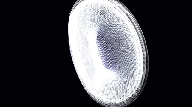 Seamless 4K procedural VJ loop of parametric platinum silk weaving into a rotating 3D torus. Perfect for Resolume, EDM stage visuals, modern projection mapping, and luxury tech backgrounds.