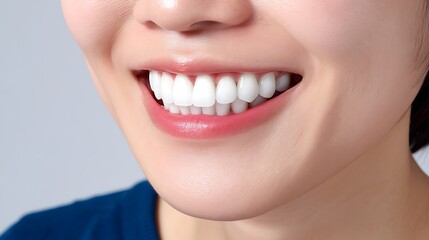 Obraz premium Bright Smiles Close-Up of Woman Showing Healthy White Teeth