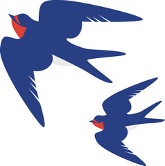 飛ぶツバメたちのイラスト