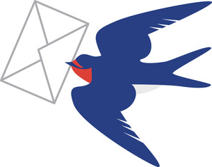 手紙とツバメのイラスト