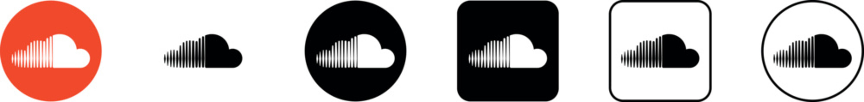 Soundcloud icon set, Soundcloud logo on Transparent background. vector, symbol, sign, design, illustration png, social media.