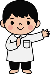 Funny cartoon of Muslim children wishing a happy Eid al-Fitr