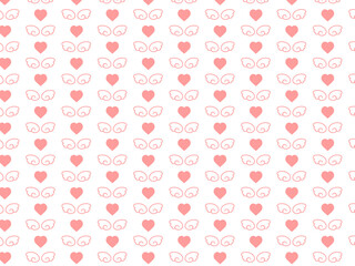 かわいいハートと天使の羽の背景素材