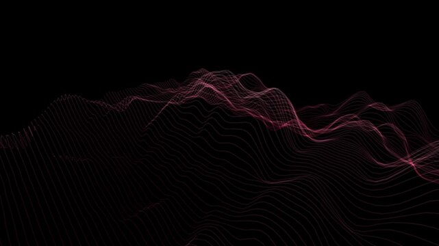 Seamless 4K procedural VJ loop of a glowing topographic wireframe mesh undulating in 3D space. Perfect for Resolume, EDM stage visuals, projection mapping, and high-end tech backgrounds.