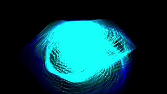Seamless 4K procedural VJ loop of a glowing cyan parametric torus rotating in 3D void. Mathematically smooth generative strings perfect for Resolume, EDM stage visuals, and high-end tech keynotes.