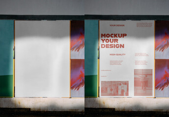 Mockup Of Customizable Vertical Poster On Wall