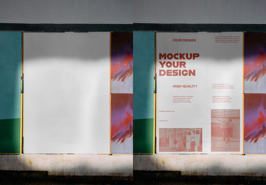 Mockup Of Customizable Vertical Poster On Wall