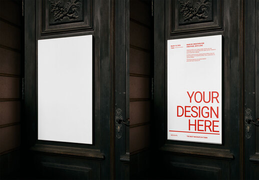 Mockup Of Customized Vertical Poster On Door