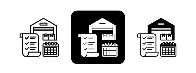 Supply Planning  Solid color and black line drawing vector illustration set