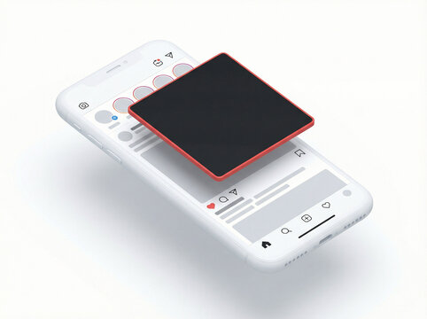 Smartphone with Blank Screen on White Background.
