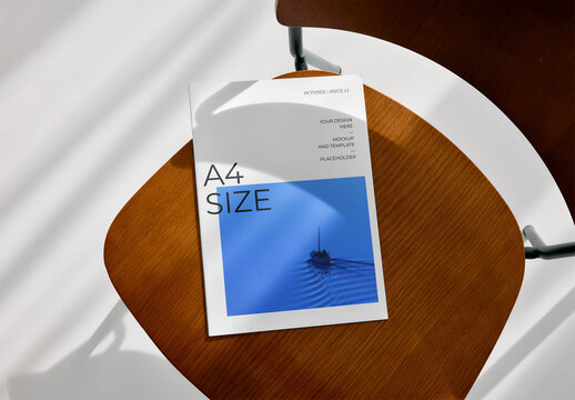 Mockup Of A4 Customizable Magazine Cover