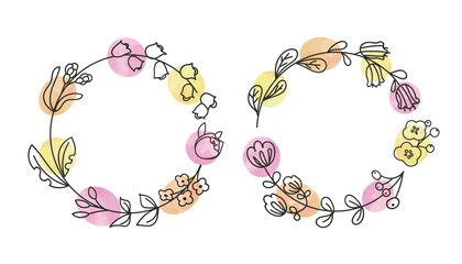かわいい花柄のフレームデザイン-手描きのベクターイラスト
