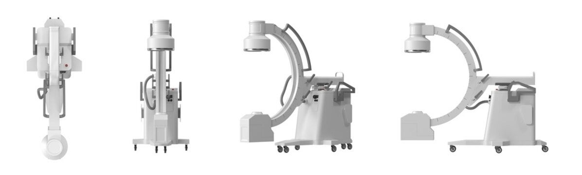 Mobile C-Arm Fluoroscopy Machine Multiple Views 3D Render