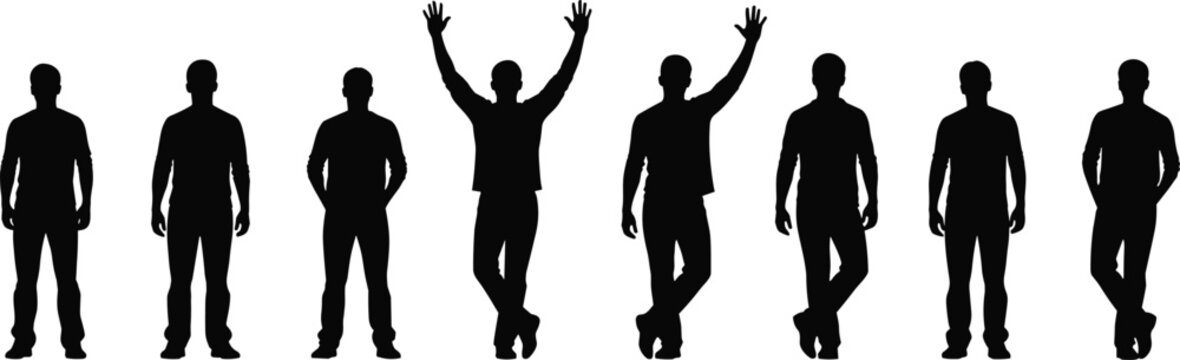 silhouette, posture, gesture, figure, male, standing, casual, human, body, movement, animation, recognition, outline, shadow, people