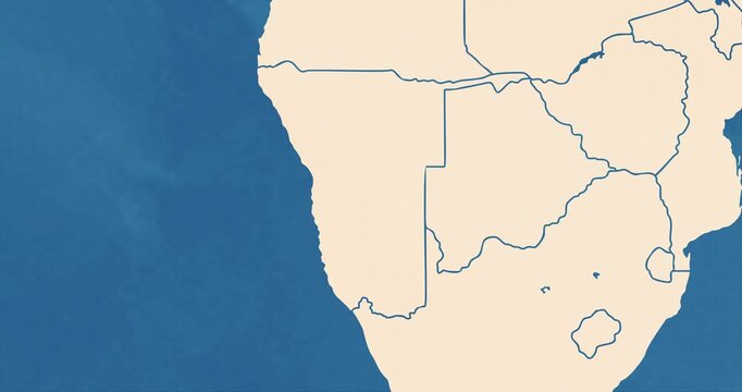 Beautiful zoom in of a namibia map with most important cities and frontier lines