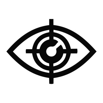 Modern vector graphic depicting focused vision and precise targeting, symbolizing strategic observation, clear objectives, and the diligent pursuit of goals with accuracy