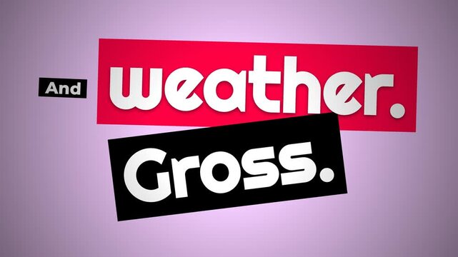 Animated text And weather Gross with color pop on a purple background Ideal for a motivation quote