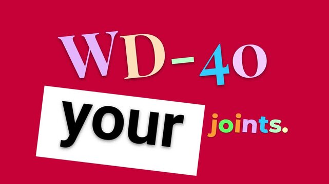 Animated text WD40 your joints appears on a red background a fitness motivation quote