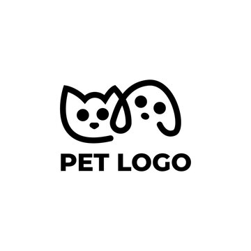 Minimalist Line Art Cat and Dog Pet Logo