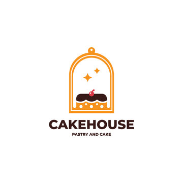 Cakehouse Bakery Logo with Cake and Cloche