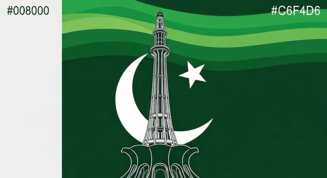 The flag of pakistan with a white crescent moon and star on a green background