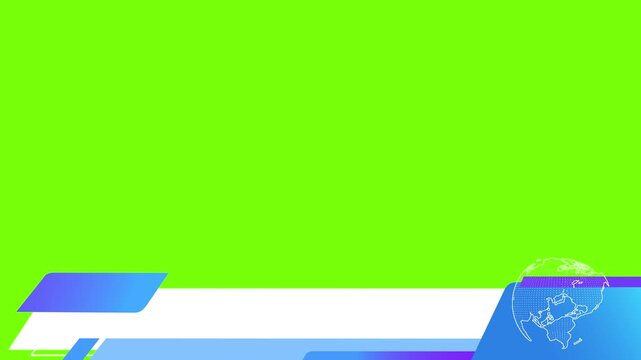 4K lower third tittle news with blue themes and rotating globe chrome key green screen background.
