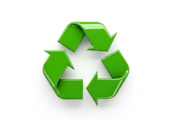 Obraz premium Shiny three dimensional green arrows form a circular symbol against a clean white background